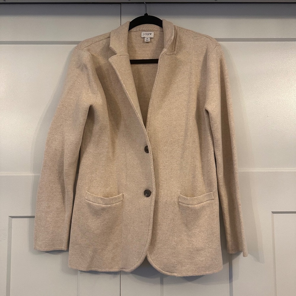 J.Crew Sweater Knit Blazer- light tan- SIZE MEDIUM
